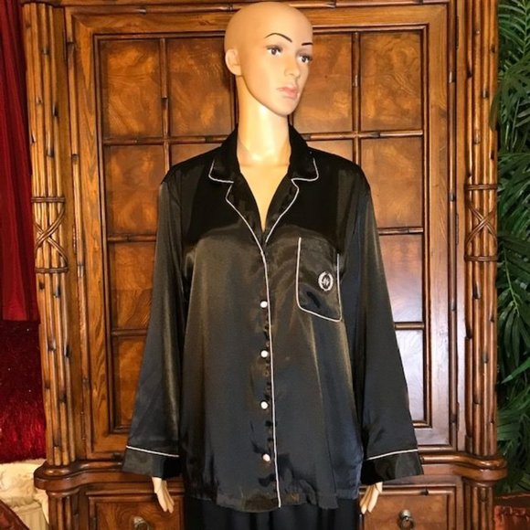 Jones New York Black Satin Logo Pajamas - Picture 3 of 12